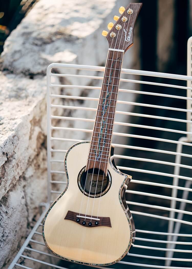 UKR15 Solid Spruce Caidie Wood Cutaway Concert Ukulele