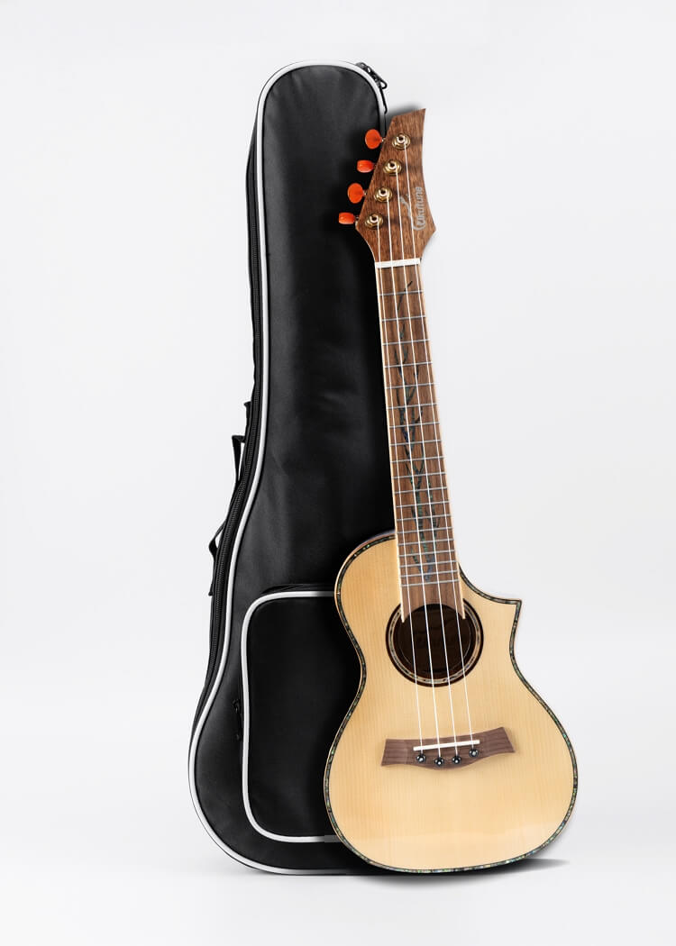 UKR15 Solid Spruce Caidie Wood Cutaway Concert Ukulele